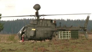 OH58 Delta KIOWA Helicopter Firing 275 Rockets And 50cal Rounds [upl. by Elhsa]