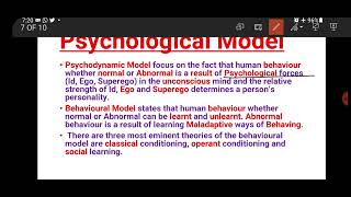 Factors Affecting psychological DisordersBiological Modelpsychodynamic ModelCognitive Model [upl. by Sigismund]