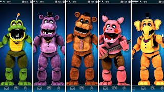 FNAF AR Stylized Mediocre Melody Animatronics Jumpscare amp Workshop Animations [upl. by Leilah628]