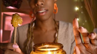 ASMR Satisfying Honey Face Massage  SUPER STICKY sounds  Rain amp Thunder Night [upl. by Acirem]