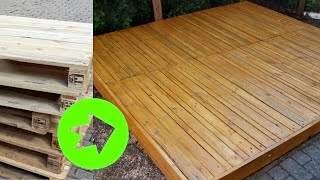 Holzdeck selber bauen  DIY aus alten Paletten [upl. by Sidonnie]