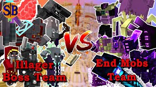 Illager Boss Team vs End Mobs Team  119 Version  Minecraft Mob Battle [upl. by Ayor880]