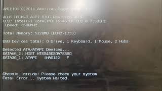 Что делать если в биосе надпись quotChassis intruded Fatal Error… System Haltedquot [upl. by Oaht]