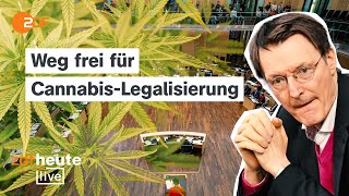 Kiffen wird ab April legal  Bundesrat billigt Lauterbachs CannabisGesetz  ZDFheute live [upl. by Ynattib]