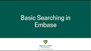 Basic Searching in Embase [upl. by Eslehc]