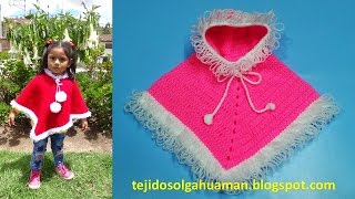 poncho tejido a crochet para navidad o para el invierno con puntos básicos [upl. by Novej856]