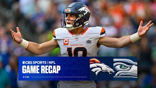 Bo Nix throws 2 interceptions in NFL debut as Broncos fall to Seahawks  Game Recap [upl. by Bodwell226]