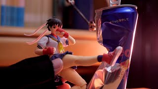 THE MAKING OF Moves of Sakura Action Figure Punching Red Bull Can In Stop Motion [upl. by Arihsay6]