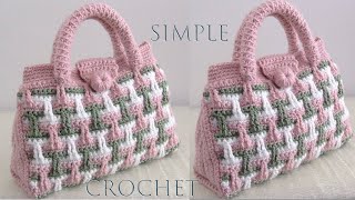 Bolso fácil a Crochet Punto Tricolor 3D en relieve tejido con ganchillo [upl. by Petr902]