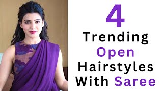 4 New Trending Open Hair Hairstyles For Saree  Wedding Hairstyles [upl. by Shelly]