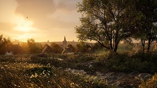 Beautiful Sunset In The English Countryside  Gentle Stream Sheep and Crow Sounds  4K [upl. by Aisetra]