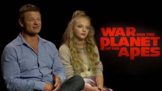 War for the Planet of the Apes Steve Zahn amp Amiah Miller Interview [upl. by Asilem]