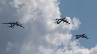 Russian Air Force Tu95 Ту95 Bear Fly over Russian Air Force 100th Anniversary Air Show 2012 [upl. by Partridge668]