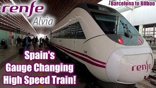 Spains GAUGE CHANGING High Speed Train Renfe Alvia S120 [upl. by Nomde484]