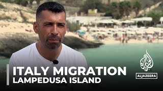 Italy migration Lampedusa Island records rise in migration [upl. by Sirref]