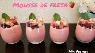 MOUSSE DE FRESA🍓 SOLO 4 INGREDIENTES [upl. by Ococ]