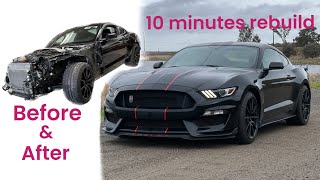 REBUILDING A WRECKED 2018 FORD MUSTANG SHELBY GT 350 in 10 minutes ￼ [upl. by Sean]