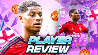 90 ULTIMATE BIRTHDAY EVOLUTION RASHFORD PLAYER REVIEW  FC 24 Ultimate Team [upl. by Tom]