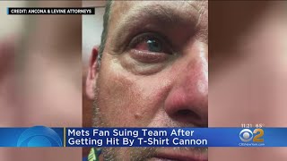 Mets Fan Suing Team After Getting Hit By TShirt Cannon [upl. by Zarihs]