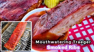 Traeger Smoked Ribs Tender and Juicy 3 2 1 Method [upl. by Yesteb]