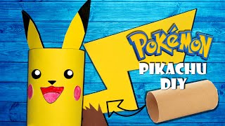 Pokemon Pikachu aus Klopapierrolle basteln  toilet paper roll pikachu DIY upcycling craft 4K [upl. by Brenn340]