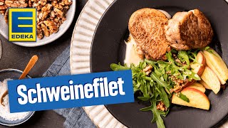 Schweinefilet Rezept  Schweinefilet mit ApfelCalvadosSoße zubereiten [upl. by Zoller210]