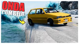 Escapando da onda GIGANTE com GELO no BeamNG Drive com Mods [upl. by Synn]