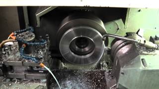 Turning steel products on a CNC lathe Okuma LS30N [upl. by Einna]