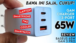 1 Charger Kencang utk 3 Gadget Review Baseus 65W GaN 3 Pro [upl. by Relly]