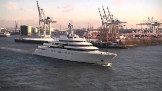 AbramowitschYacht Eclipse verlässt Hamburg [upl. by Munro432]