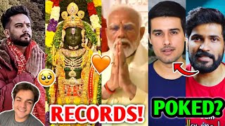 Ayodhya Ram Mandir LIVE RECORDS 🔥 YouTubers Reaction 😍 Abhi and Niyu POKE Dhruv Rathee Thugesh [upl. by Neiviv]