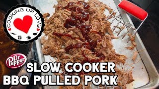 Dr Pepper Pulled Pork Slow Cooker Recipe  Potluck Recipe  Cooking Up Love [upl. by Felicity]