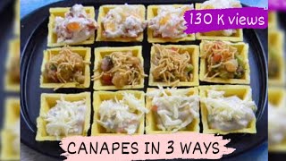 Canapes in 3 Ways  Quick and Easy Canapes recipe Veg Canapes  Canapes for Parties  Food Fiestaa [upl. by Ettigdirb]