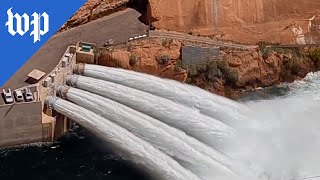 Glen Canyon Dam releases water [upl. by Bird]