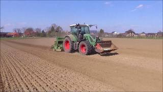 Sommergerste Drillen Fendt 514 Vario mit Amazone Aufbaudrille [upl. by Anielram]