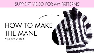 Amigurumi  Raya the zebra  support video how to make the mane on the zebra [upl. by Yensehc268]