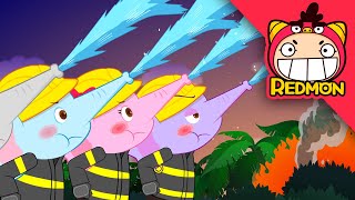 Elephant fireman song  Animal Songs  Nursery Rhymes  Elephant firefighter  REDMON [upl. by Merc]