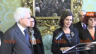 LAURA BOLDRINI COMUNICA LELEZIONE A MATTARELLA  Quirinale 2015 [upl. by Shandy]