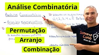 ANÁLISE COMBINATÓRIA  PERMUTAÇÃO  ARRANJO  COMBINAÇÃO [upl. by Letnahs]