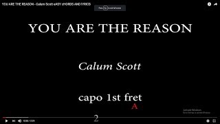 YOU ARE THE REASON  Calum Scott eASY cHORDS AND lYRICS 1st Fret [upl. by Bruce8]