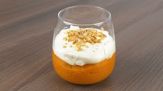 Verrine crème de carottes au cumin chantilly de fromage frais et éclats de noisettes [upl. by Chard]