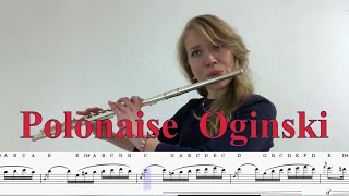 Polonaise – Oginski  Flute tutorial  Letter notes  Sheet music [upl. by Glynnis]