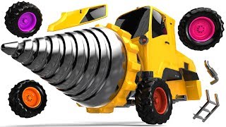 Drill Construction Vehicle Toys Ambulance Excavator and School Bus Assembly Car with 4 Color Tires [upl. by Nilsoj]