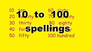 10 to 100 spellings for children ten to hundred [upl. by Mintz]