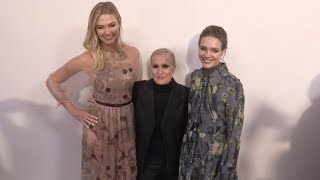 Karlie Kloss Kristin Scott Thomas Felicity Jones greet Dior Designer after the HC Fashion Show [upl. by Aina959]