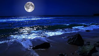 Fall Asleep On A Full Moon Night With Calming Wave Sounds  9 Hours of Deep Sleeping on Mareta Beach [upl. by Ailegna]