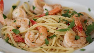 Shrimp Scampi amp Pasta  Linguine With Lemon Butter Garlic White Wine Sauce [upl. by Barbara-Anne305]