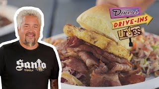 Guy Fieri Eats the Pineapple Express Sandwich  Diners DriveIns and Dives  Food Network [upl. by Nyroc381]