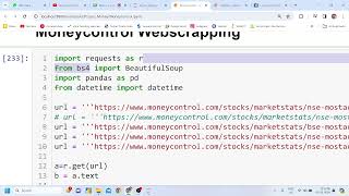 PythonMoneyControlWebscrapingNSEBSEStockProjectPart1 [upl. by Eelta]