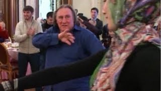 Gerard Depardieu dances with Chechnyas leader [upl. by Cyrill]